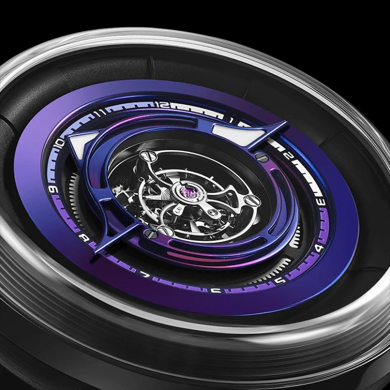 孔雀,黑洞 43.50毫米,43.50毫米,钛,双色,黑色,紫色,手动上弦,陀飞轮,120小时,PBG00201,PBG00201.02