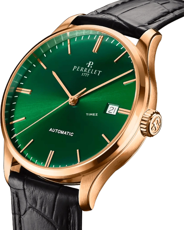 Perrelet,Weekend 39mm,39mm,Stainless Steel,Green,Automatic,Day,42hours,A1301,A1301/5