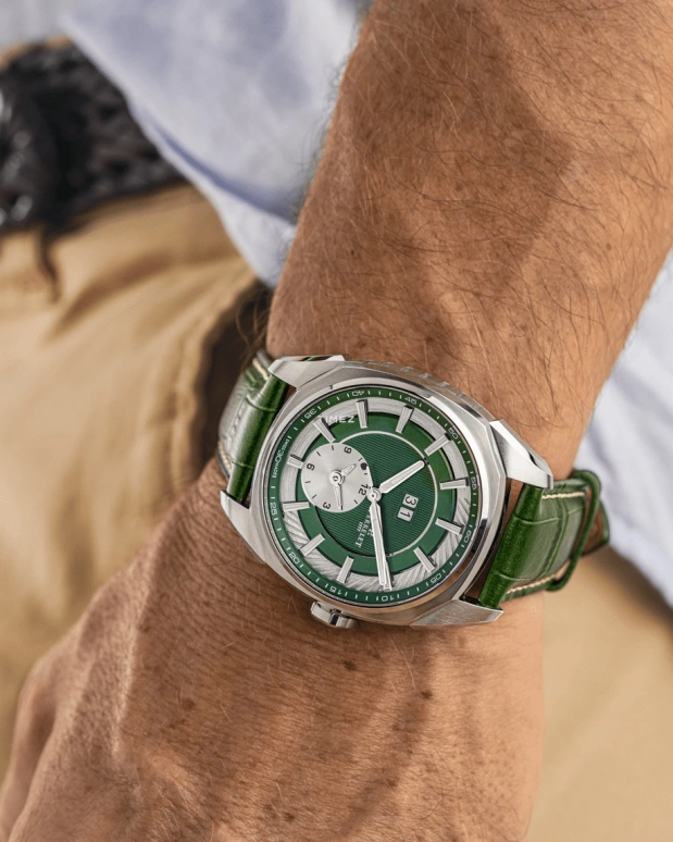 Perrelet,Lab Peripheral 42mm,42mm,Stainless Steel,Green,Automatic,Dule Time,GMT,Big Date,A1101,A1101/5