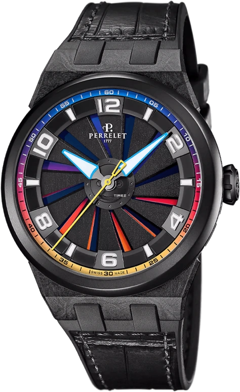 Perrelet,Turbine 45.50mm,45.50mm,Carbon,Polycarbonate,Stainless Steel,Multi-Color,Automatic,42hours,In-house Caliber,A4065,A4065/S7
