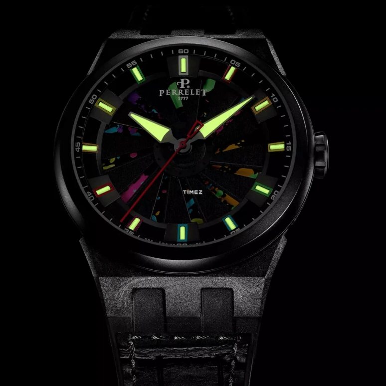 Perrelet,Turbine 45.50mm,45.50mm,Carbon,Polycarbonate,Stainless Steel,Multi-Color,Automatic,42hours,In-house Caliber,A8003,A8003/2