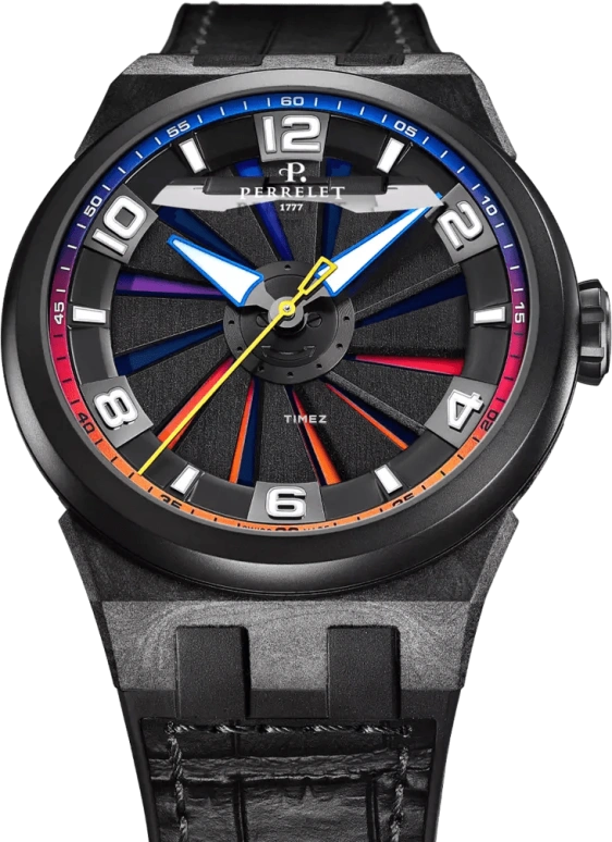 Perrelet,Turbine 45.50mm,45.50mm,Carbon,Polycarbonate,Stainless Steel,Multi-Color,Automatic,42hours,In-house Caliber,A4065,A4065/S7