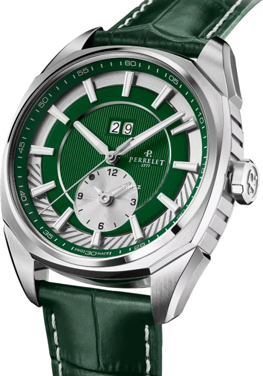 Perrelet,Lab Peripheral 42mm,42mm,Stainless Steel,Green,Automatic,Dule Time,GMT,Big Date,A1101,A1101/5