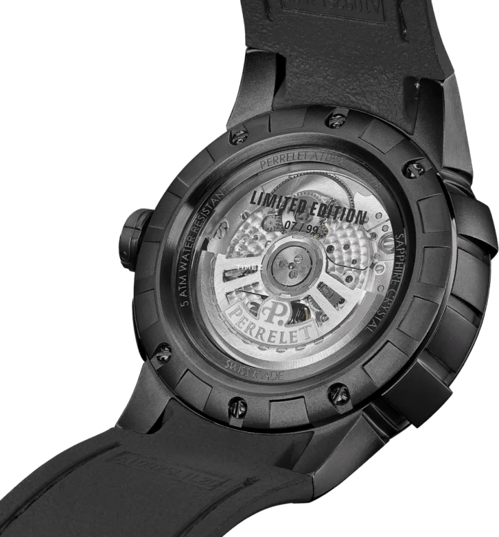Perrelet,Turbine 46mm,46mm,Stainless Steel,Dual,Black,Silver,Automatic,42hours,In-house Caliber,A1093,A1093/S1