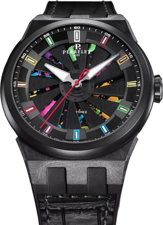 Perrelet,Turbine 45.50mm,45.50mm,Carbon,Polycarbonate,Stainless Steel,Multi-Color,Automatic,42hours,In-house Caliber,A8003,A8003/2