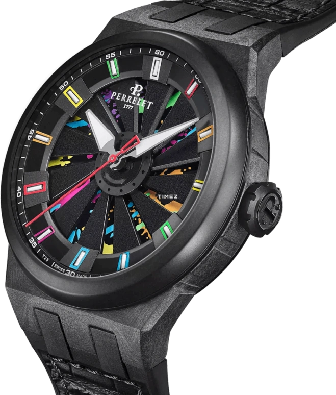 Perrelet,Turbine 45.50mm,45.50mm,Carbon,Polycarbonate,Stainless Steel,Multi-Color,Automatic,42hours,In-house Caliber,A8003,A8003/2
