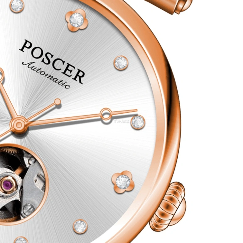 POSCER,Fireworks 30mm,30mm,Stainless Steel,Silver,Automatic,Sapphire,Glass,Round,P,P.6190L.RRW