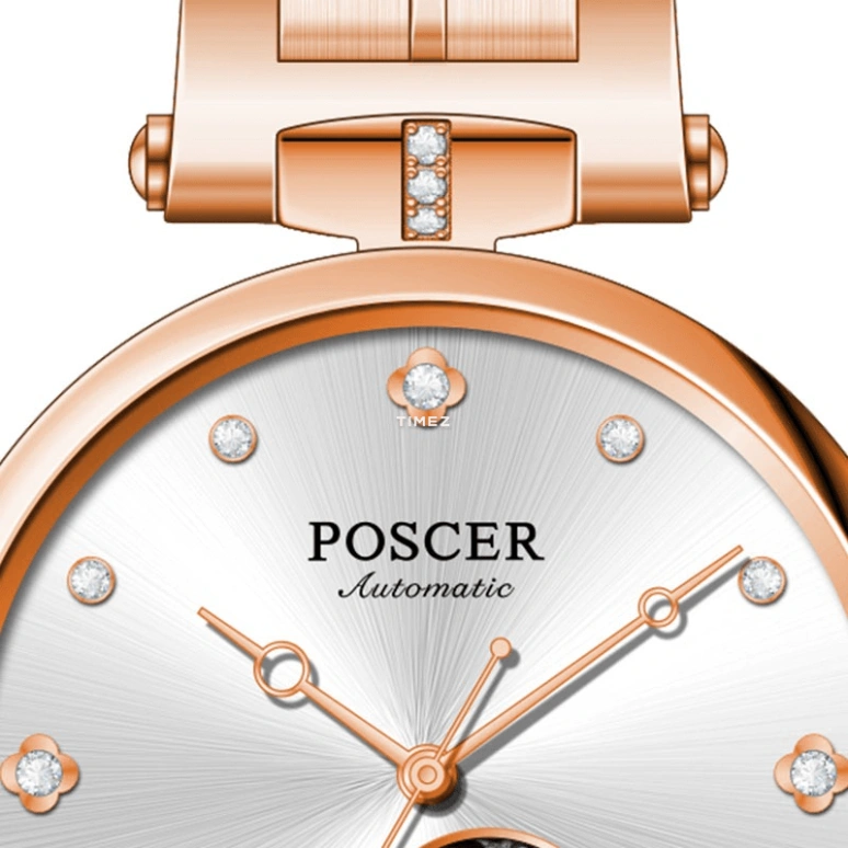 POSCER,Fireworks 30mm,30mm,Stainless Steel,Silver,Automatic,Sapphire,Glass,Round,P,P.6190L.RRW