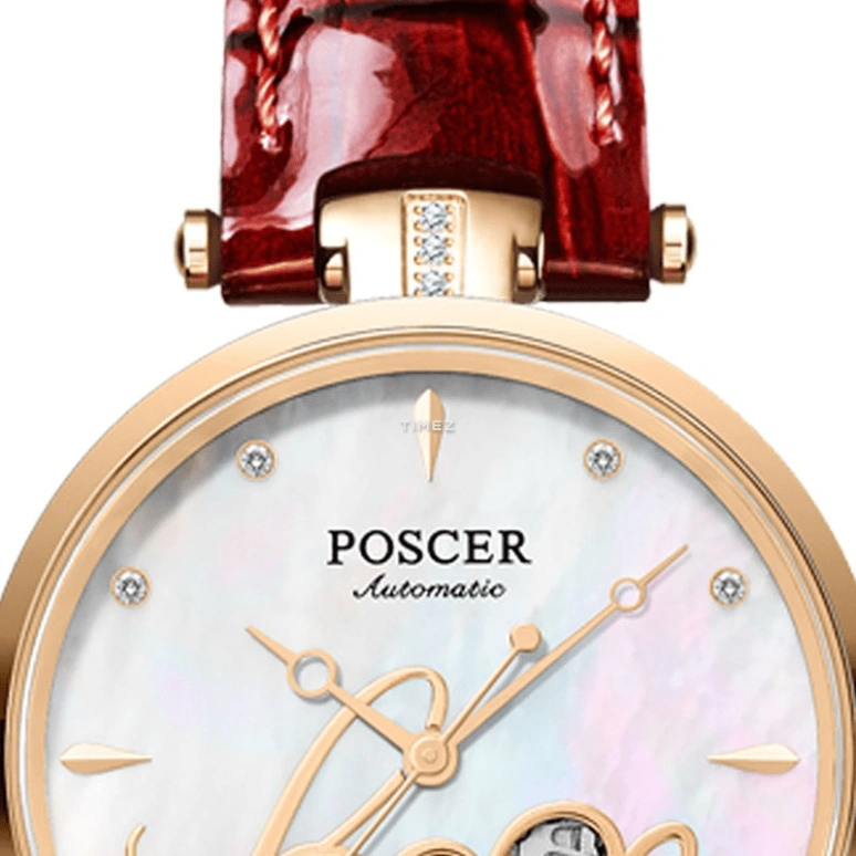 POSCER,Fireworks 30mm,30mm,Stainless Steel,Silver White,Automatic,Sapphire,Glass,Round,P,P.6155L.REW