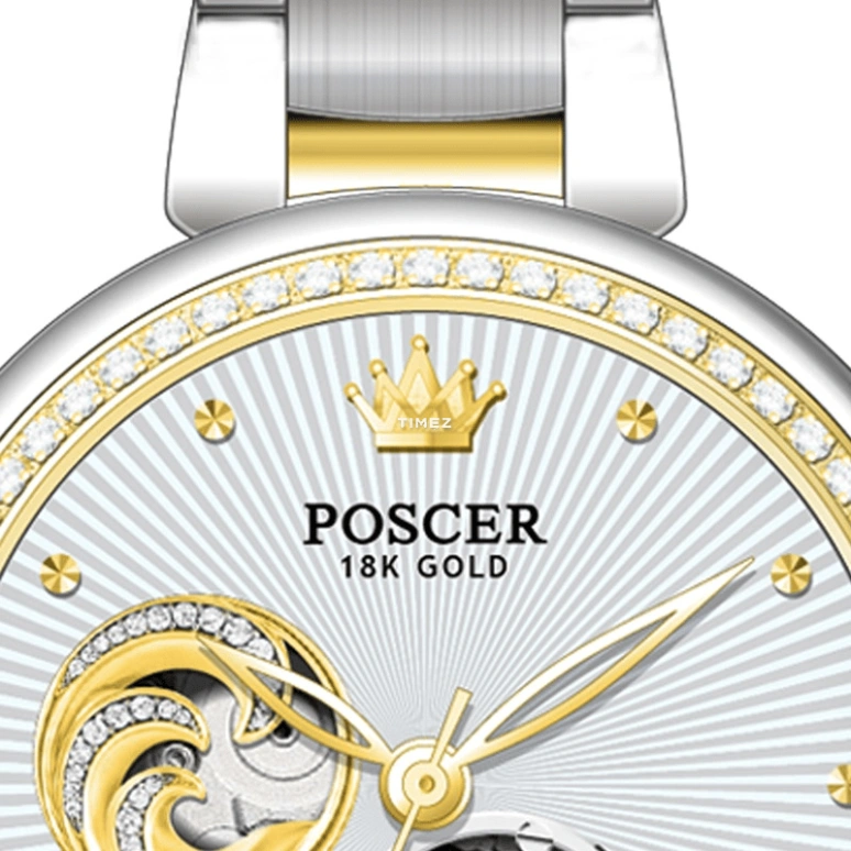 POSCER,Coronet 32mm,32mm,Stainless Steel,Silver,Automatic,Sapphire,Glass,Round,P,P.6223LK.VVW