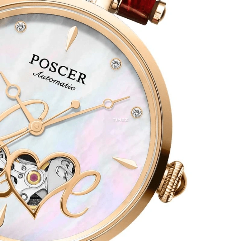 POSCER,Fireworks 30mm,30mm,Stainless Steel,Silver White,Automatic,Sapphire,Glass,Round,P,P.6155L.REW