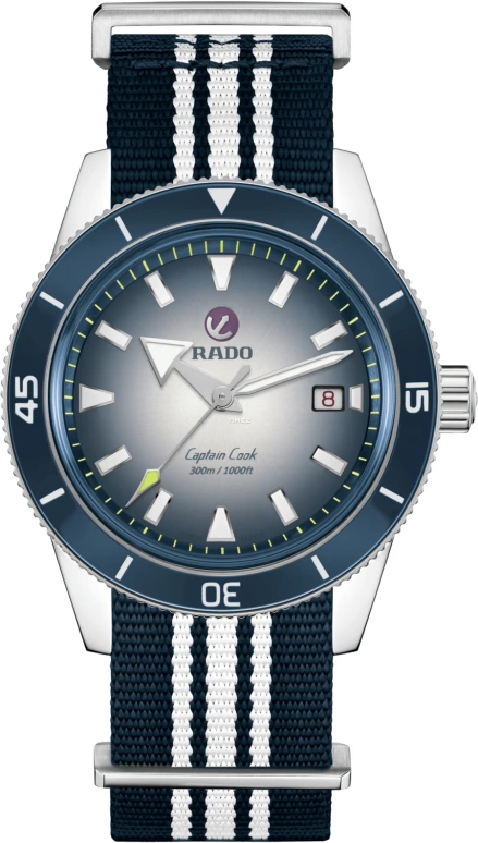 Rado,Captain Cook 42mm,42mm,Stainless Steel,Blue,White,Automatic,Day,In-house Caliber,R32154208