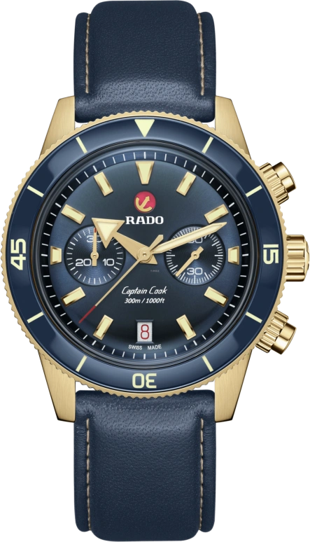 Rado,Captain Cook 43mm,43mm,Bronze,Ceramic,Blue,Automatic,Chronograph,Day,R32146208