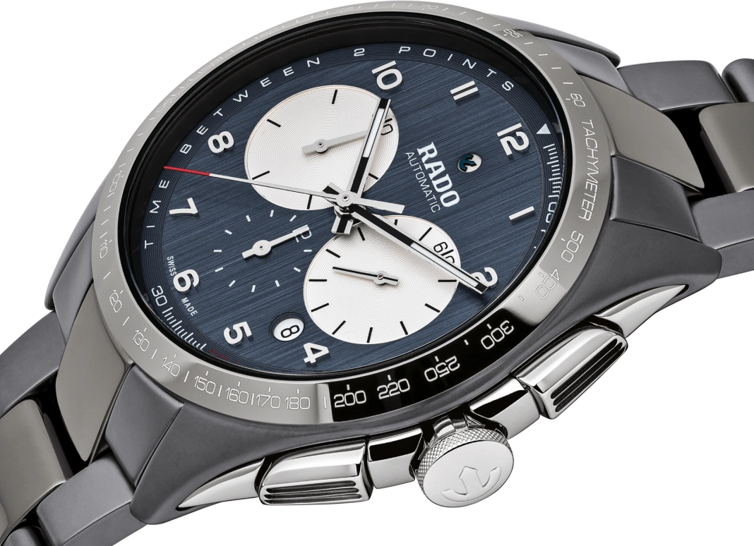 Rado,HyperChrome 45mm,45mm,Stainless Steel,Ceramic,Blue,Automatic,Chronograph,Day,R32022102