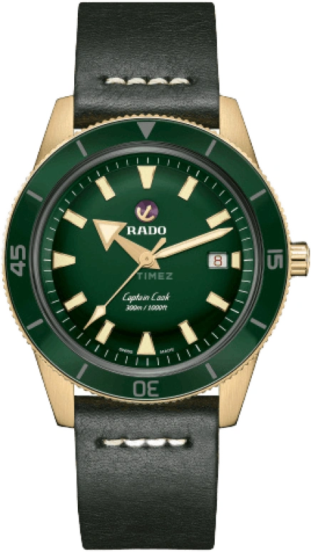 Rado,Captain Cook 42mm,42mm,Ceramic,Bronze,Stainless Steel,Green,Automatic,Date,Anti-magnetic,R32504315