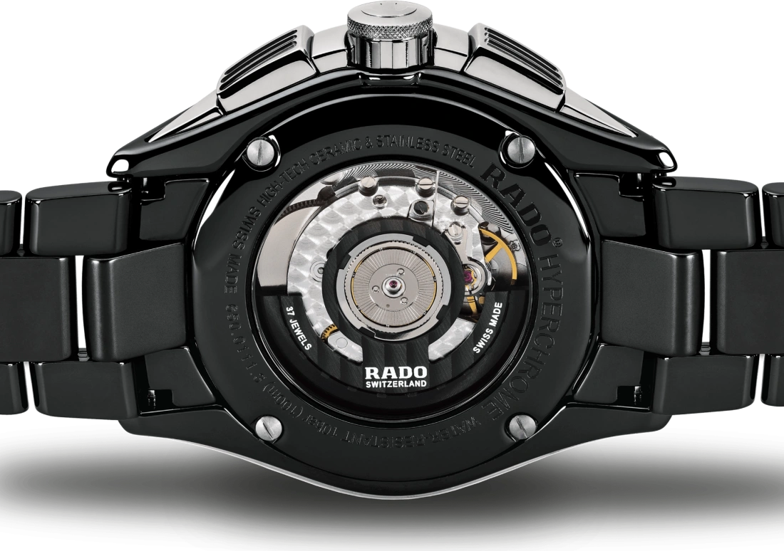 Rado,HyperChrome 45mm,45mm,Stainless Steel,Ceramic,Black,Automatic,Chronograph,Day,R32121152