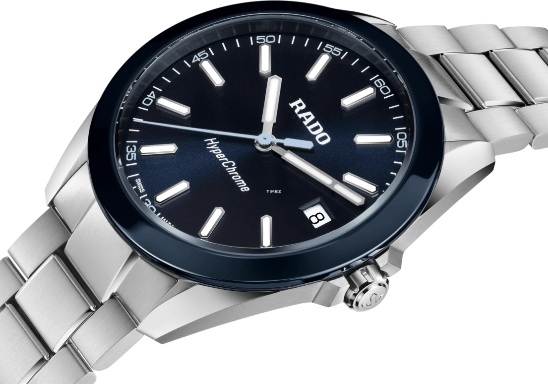 Rado,HyperChrome 41.50mm,41.50mm,Stainless Steel,Ceramic,Blue,Quartz,Day,In-house Caliber,R32280203