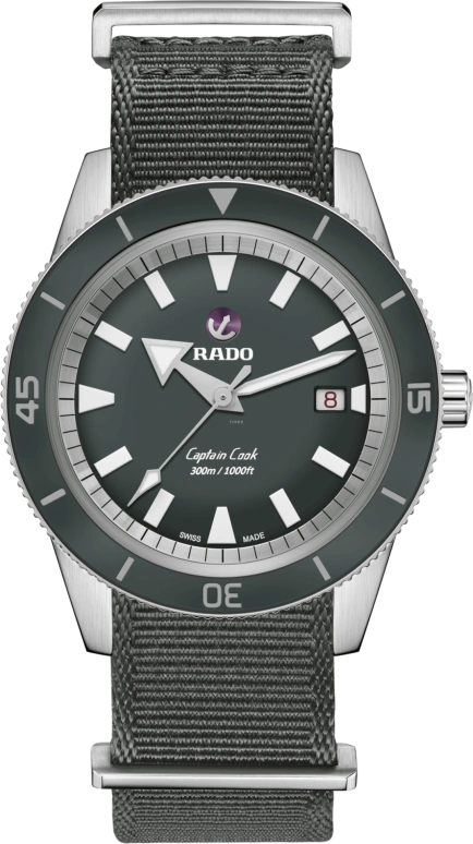 Rado,Captain Cook 42mm,42mm,Ceramic,Stainless Steel,Grey,Automatic,Date,Anti-magnetic,R32105103