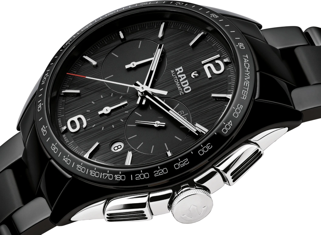 Rado,HyperChrome 45mm,45mm,Stainless Steel,Ceramic,Black,Automatic,Chronograph,Day,R32121152