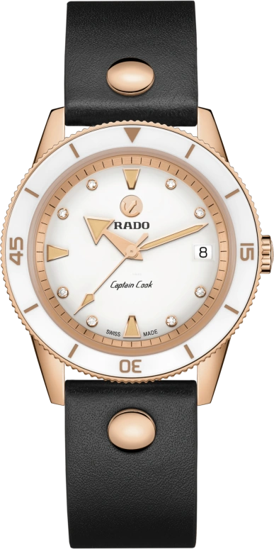 Rado,Captain Cook 37mm,37mm,Stainless Steel,Ceramic,White,Automatic,Day,In-house Caliber,R32139708