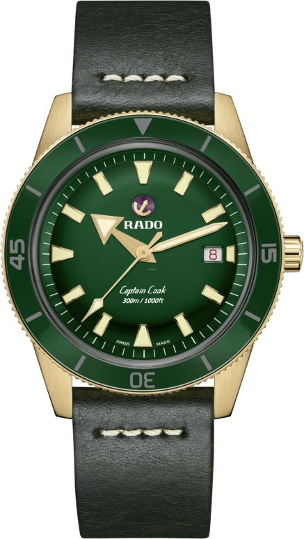 Rado,Captain Cook 42mm,42mm,Ceramic,Bronze,Stainless Steel,Green,Automatic,Date,Anti-magnetic,R32504315