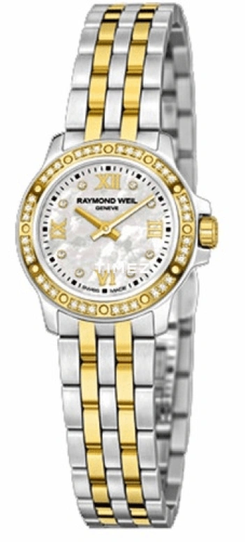 Raymond Weil,Women’s 23mm,23mm,Stainless Steel,Yellow Gold,Silver White,Quartz,Sapphire,Crystal Glass,Round,5799,5799-SPS-00995