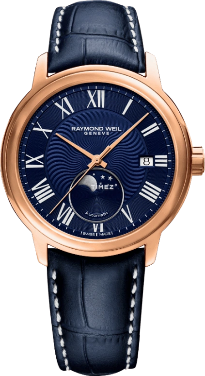Raymond Weil,Men’s 40mm,40mm,Stainless Steel,Blue,Automatic,Moonphase,Day,2239,2239-PC5-00509