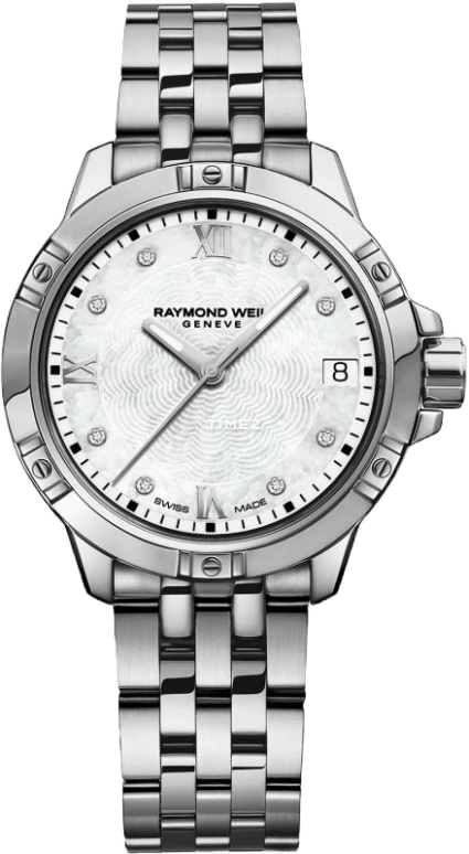 Raymond Weil,Women’s 30mm,30mm,Stainless Steel,White,Quartz,Day,Sapphire,Crystal Glass,5960,5960-ST-00995