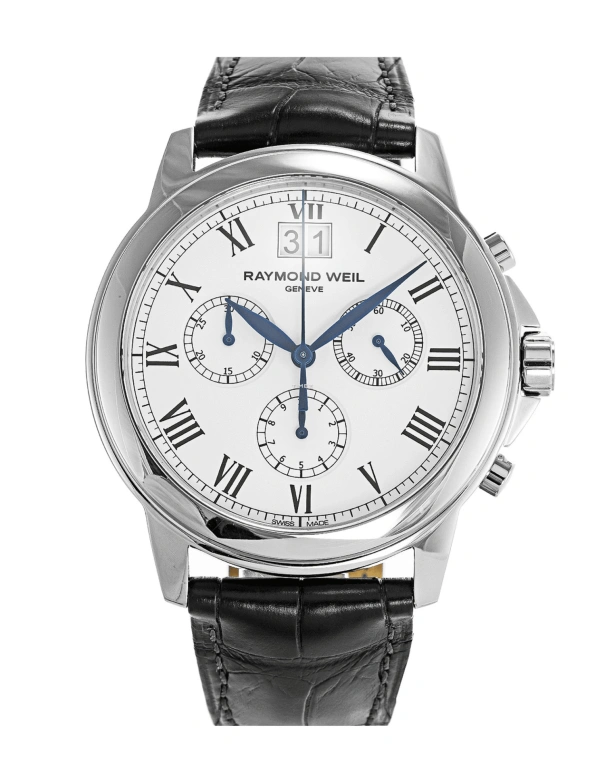 Raymond Weil,Men’s 39mm,39mm,Stainless Steel,White,Quartz,Chronograph,Day,4476,4476-STC-00300