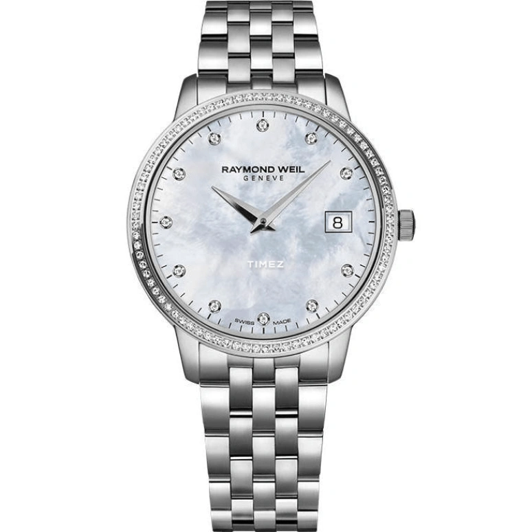 Raymond Weil,Women’s 29mm,29mm,Stainless Steel,White,Quartz,Day,Sapphire,Crystal Glass,5629,5629-STS-97081