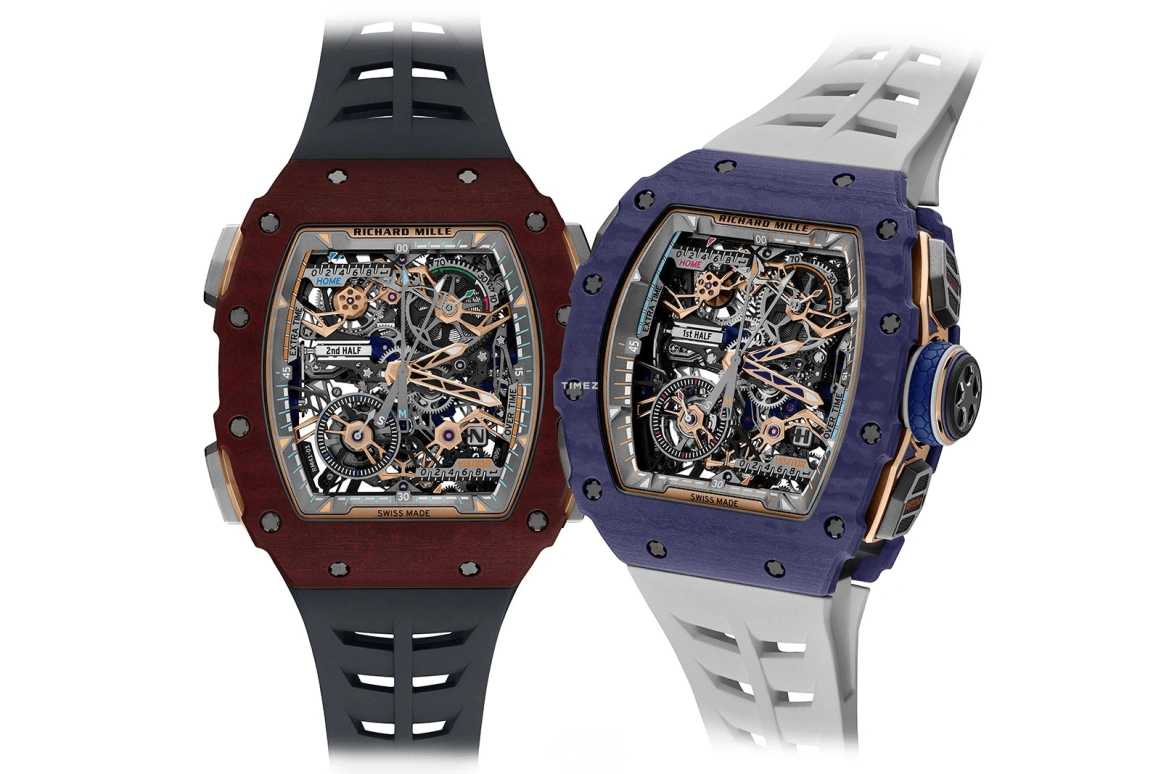 理查米尔,陀飞轮 43.23x49.65毫米,43.23x49.65毫米,Quartz TPT® 复合石英碳纤维,黑色,手动上弦,计时,动力储存指示,陀飞轮,飞返,自制机芯,蓝宝石,水晶玻璃,RM 41,RM 41-01 Tourbillon Soccer Dark Blue Quartz TPT