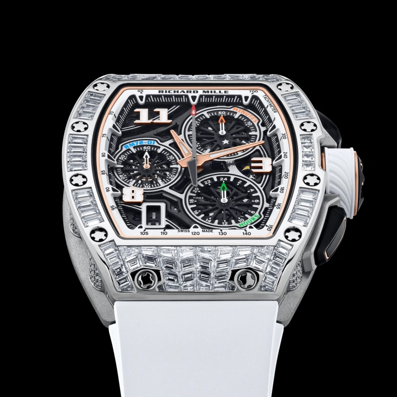 Richard Mille,Not Tourbillon 38.40x47.34mm,38.40x47.34mm,White Gold,Skeleton,Automatic,Chronograph,Day,Flyback,Function Selector,50hours,In-house Caliber,RM 72,RM 72-01 Lifestyle Flyback WG T-Di