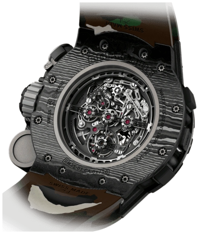 Richard Mille,Not Tourbillon 50.85mm,50.85mm,Carbon TPT,Skeleton,Handwound,Chronograph,Power Reserve Indicator,Tourbillon,Function Selector,72hours,In-house Caliber,RM 25,RM 25-01