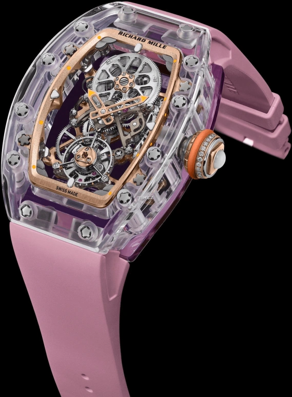 Richard Mille,Tourbillon 32.90x46.75mm,32.90x46.75mm,Sapphire,Silver,Handwound,Tourbillon,65hours,RM 75,RM 75-01 Flying Tourbillon Sapphire Pink