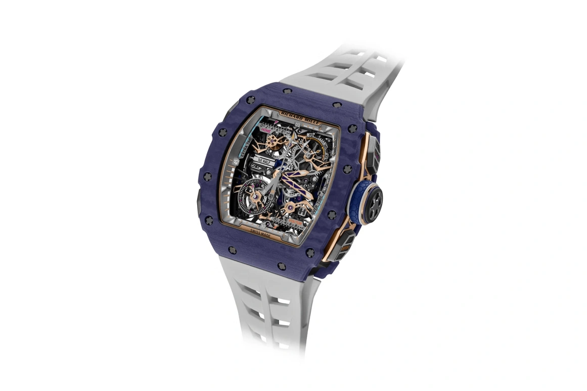 理查米尔,陀飞轮 43.23x49.65毫米,43.23x49.65毫米,Quartz TPT® 复合石英碳纤维,黑色,手动上弦,计时,动力储存指示,陀飞轮,飞返,自制机芯,蓝宝石,水晶玻璃,RM 41,RM 41-01 Tourbillon Soccer Dark Blue Quartz TPT
