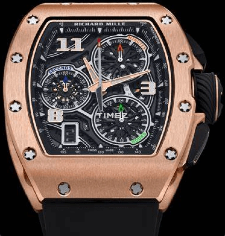 Richard Mille,Not Tourbillon 38.40x47.34mm,38.40x47.34mm,Rose Gold,Skeleton,Automatic,Chronograph,Day,Flyback,Function Selector,50hours,In-house Caliber,RM 72,RM 72-01 Lifestyle Flyback RG