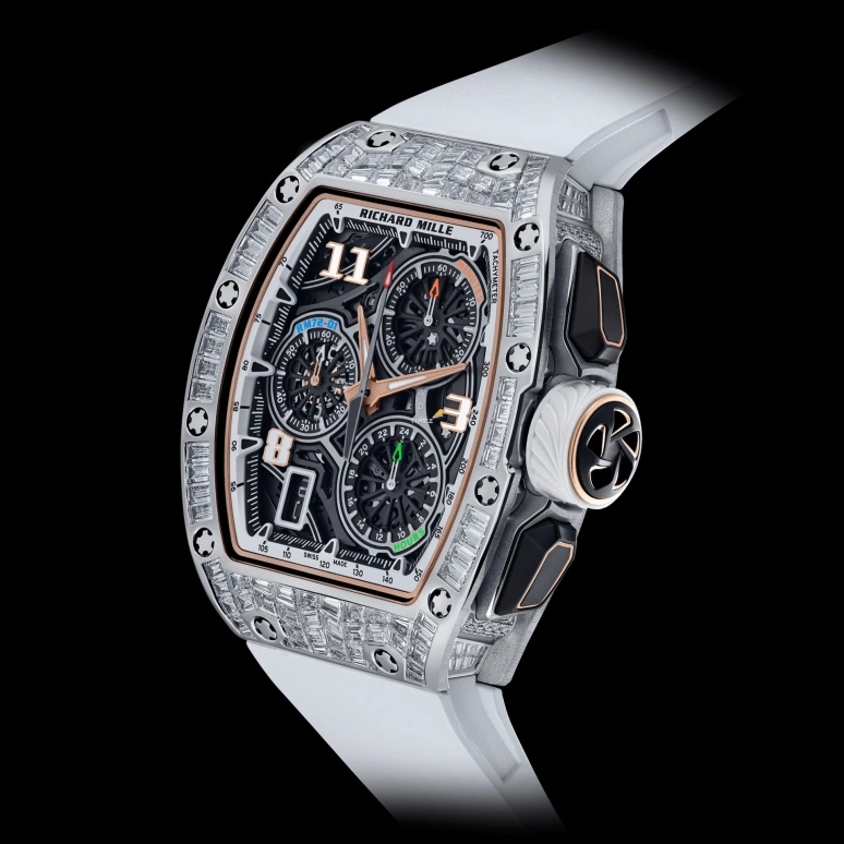 Richard Mille,Not Tourbillon 38.40x47.34mm,38.40x47.34mm,White Gold,Skeleton,Automatic,Chronograph,Day,Flyback,Function Selector,50hours,In-house Caliber,RM 72,RM 72-01 Lifestyle Flyback WG T-Di