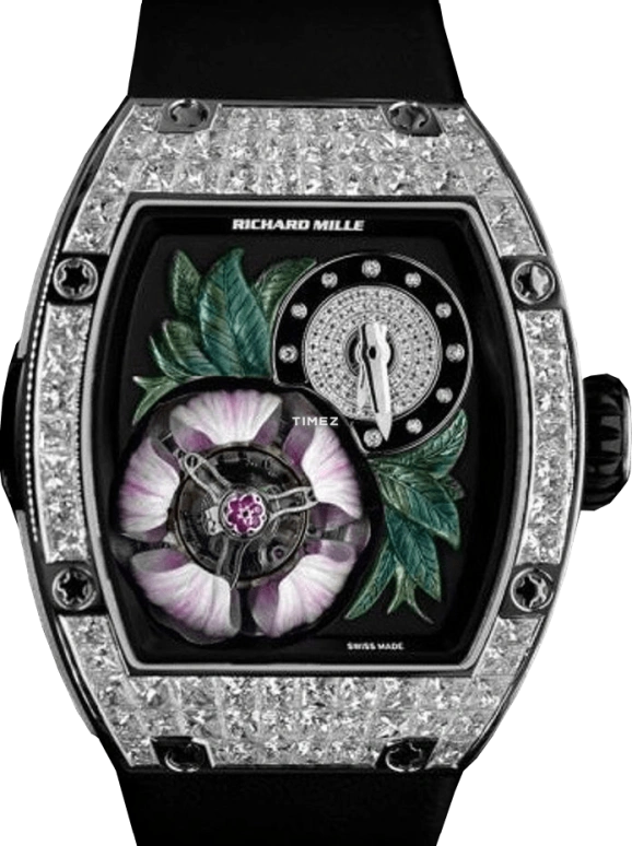 Richard Mille,Tourbillon 45.40x38.30mm,45.40x38.30mm,White Gold,Skeleton,Handwound,Tourbillon,Sapphire,RM 19,RM 19-02 Tourbillon Fleur T-DI