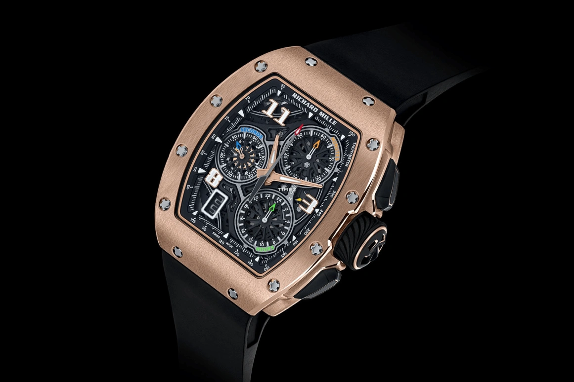 Richard Mille,Not Tourbillon 38.40x47.34mm,38.40x47.34mm,Rose Gold,Skeleton,Automatic,Chronograph,Day,Flyback,Function Selector,50hours,In-house Caliber,RM 72,RM 72-01 Lifestyle Flyback RG