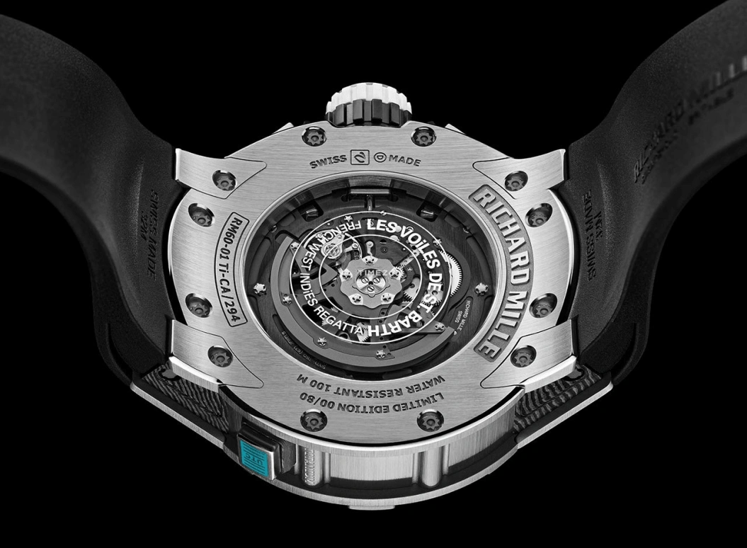 Richard Mille,Not Tourbillon 50mm,50mm,Titanium,Carbon TPT,Skeleton,Automatic,Regatta Timer,Countdown,Chronograph,Month,50hours,In-house Caliber,RM 60,RM 60-01 St. Barth Edition