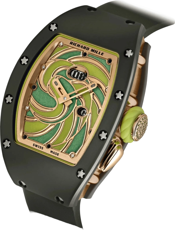 Richard Mille,Not Tourbillon 52.65x34.40mm,52.65x34.40mm,Ceramic,Rose Gold,Green,Automatic,Day,Function Selector,RM 37,RM 37-01 SUCETTE