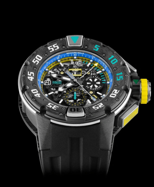 Richard Mille,Not Tourbillon 50mm,50mm,Titanium,Carbon TPT,Multi-Color,Black,Skeleton,Automatic,Chronograph,Annual Calendar,Month,Flyback,In-house Caliber,Sapphire,Crystal Glass,RM 032 Ultimate Edition