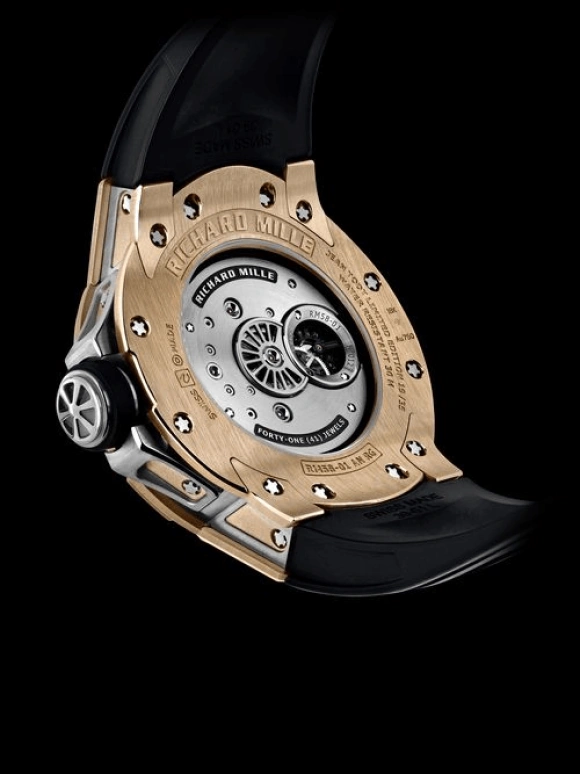 Richard Mille,Tourbillon 50mm,50mm,Gold,Titanium,Black,Handwound,Power Reserve Indicator,World Time,Tourbillon,RM 58,RM 58-01