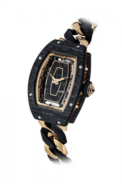 Richard Mille,Not Tourbillon 45.66x31.40mm,45.66x31.40mm,Rose Gold,NTPT,Black,Automatic,50hours,In-house Caliber,RM 07,RM 07-01 Open-link RG/NTPT