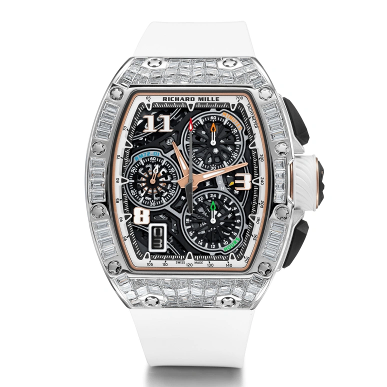 Richard Mille,Not Tourbillon 38.40x47.34mm,38.40x47.34mm,White Gold,Skeleton,Automatic,Chronograph,Day,Flyback,Function Selector,50hours,In-house Caliber,RM 72,RM 72-01 Lifestyle Flyback WG T-Di