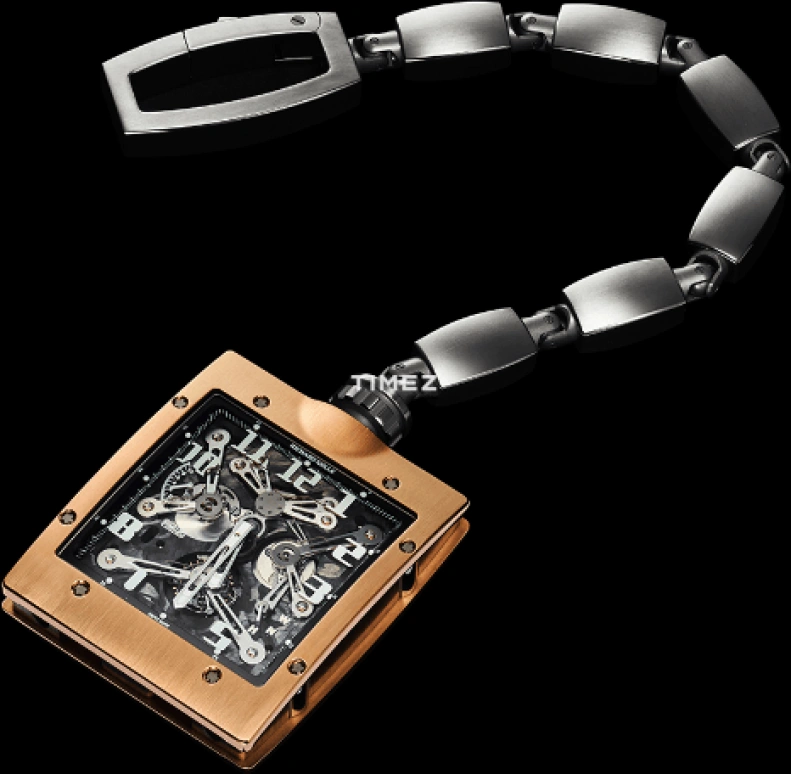 Richard Mille,Tourbillon 52x62mm,52x62mm,Rose Gold,Black,Handwound,Power Reserve Indicator,Tourbillon,RM 020 Pocket Watch RG