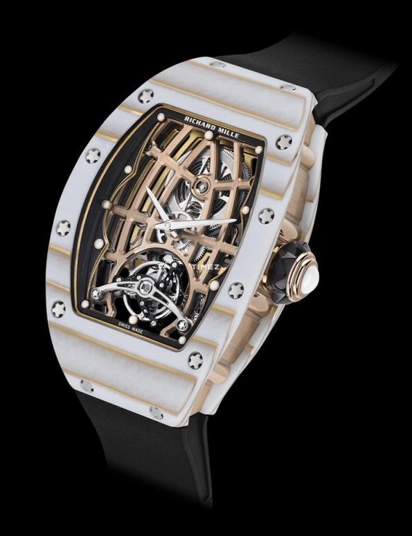 理查米尔,陀飞轮 52.63x34.40毫米,52.63x34.40毫米,红金,Quartz TPT® 复合石英碳纤维,玫瑰金色,自动上弦,陀飞轮,50小时,RM 74,RM 74-02 WHITE