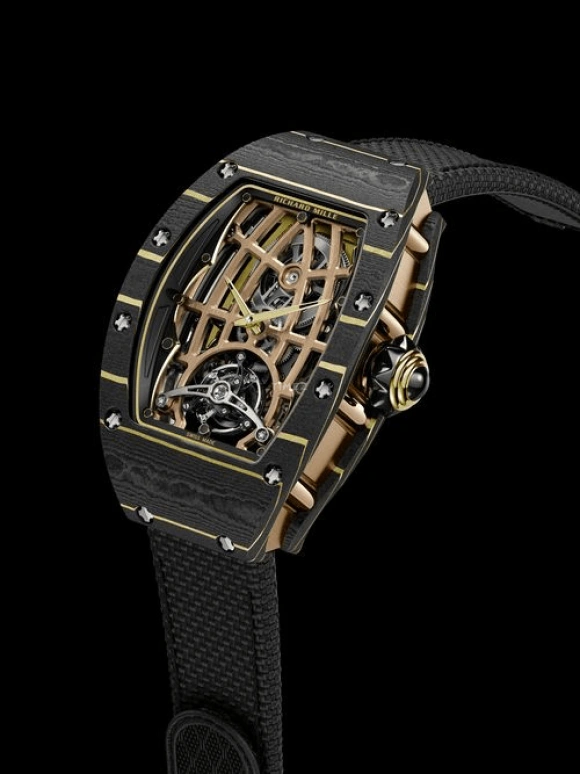 Richard Mille,Tourbillon 34.40x52.63mm,34.40x52.63mm,Gold,Carbon TPT,Skeleton,Automatic,Tourbillon,In-house Caliber,RM 74,RM 74-02 NTPT