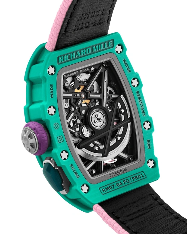 Richard Mille,Not Tourbillon 30.50x44.95mm,30.50x44.95mm,Quartz TPT,Skeleton,Automatic,Sapphire,Crystal Glass,Tonneau,RM 07,RM 07-04 NAFI THIAM