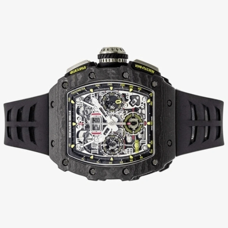 理查米尔,非陀飞轮 49.94x44.50毫米,49.94x44.50毫米,NTPT® 复合碳纤维,框架,自动上弦,计时,月历,日历,飞返,疯狂小杨哥,张庆杨,RM 11,RM 11-03 Flyback Chronograph NTPT BLACK